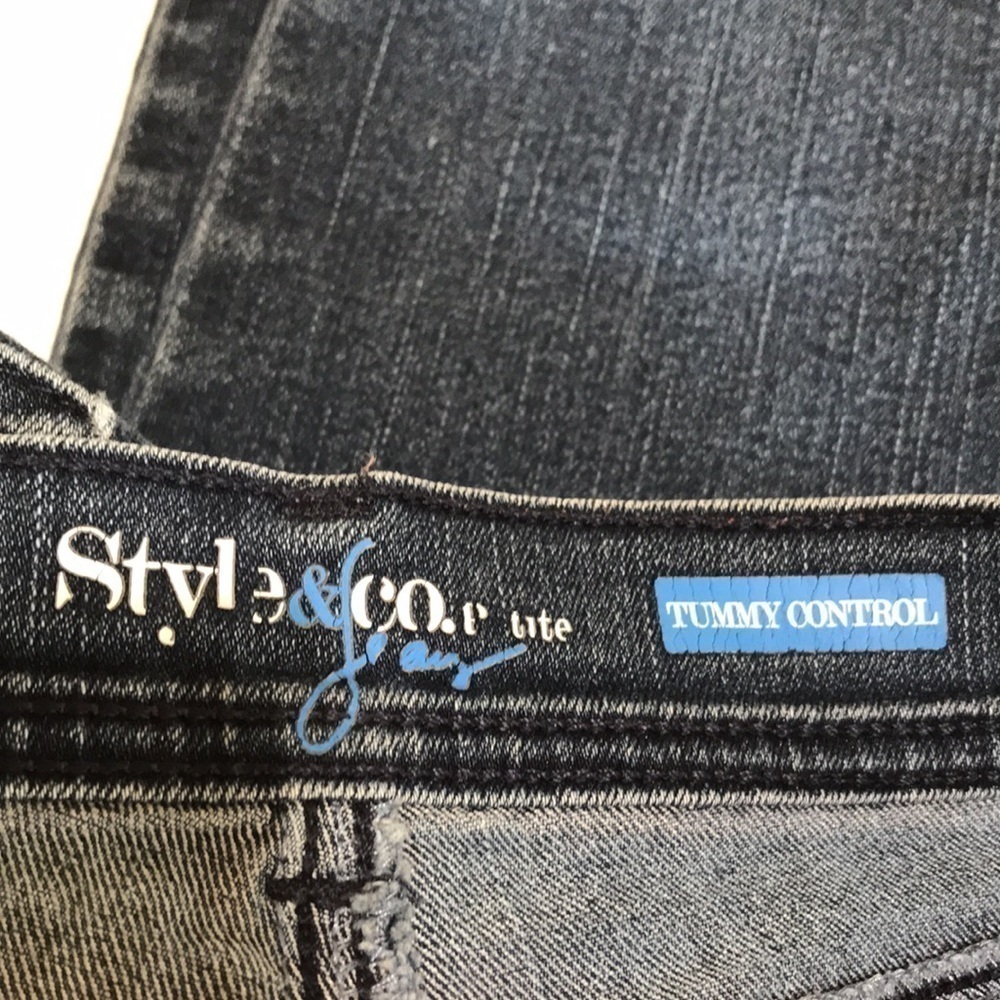 STYLE & CO. PETITE—TUMMY CONTROL—Women’s Blue Denim Jeans—Dark Stonewashed—Sz 4P - Picture 3 of 16